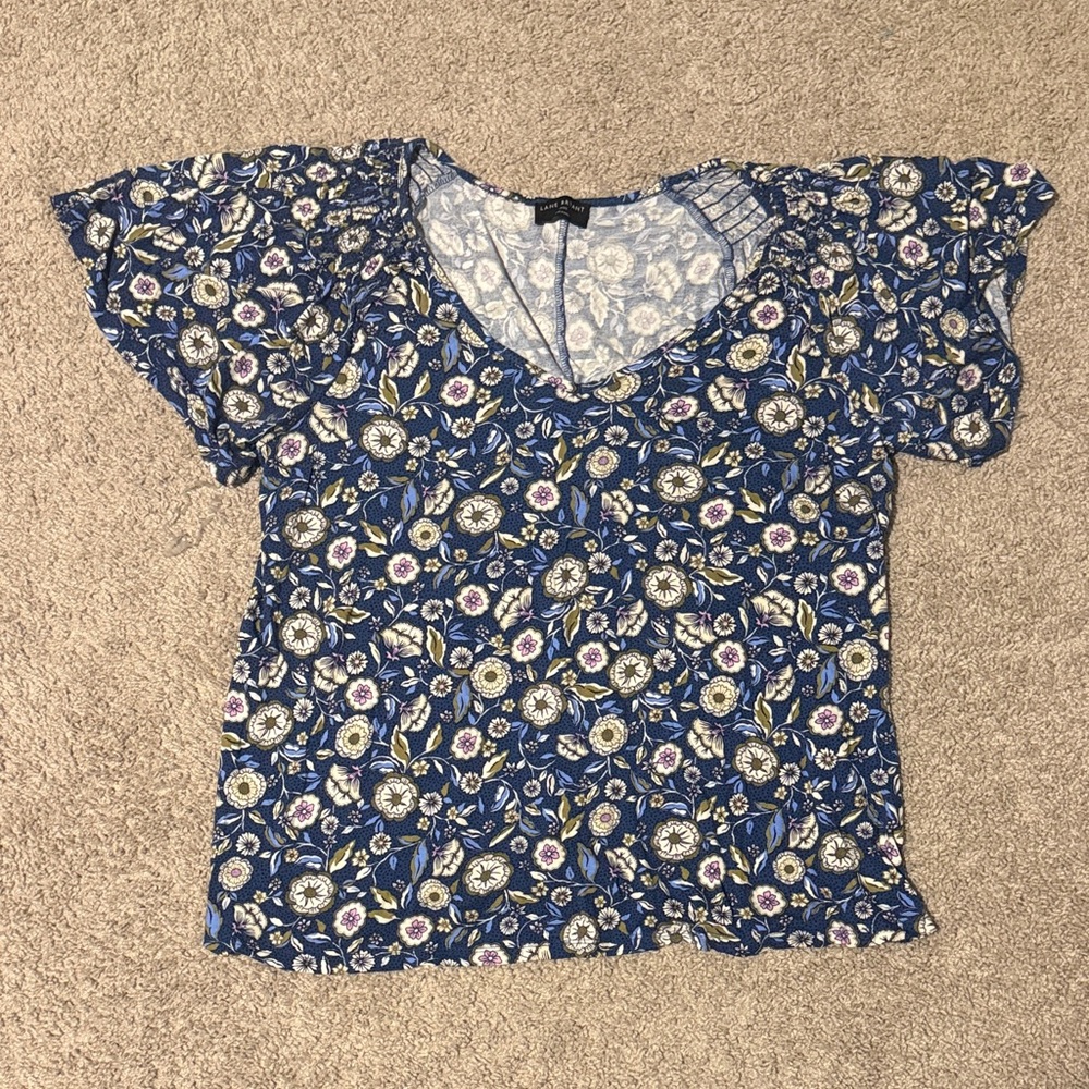 Lane Bryant Blue Floral Blouse